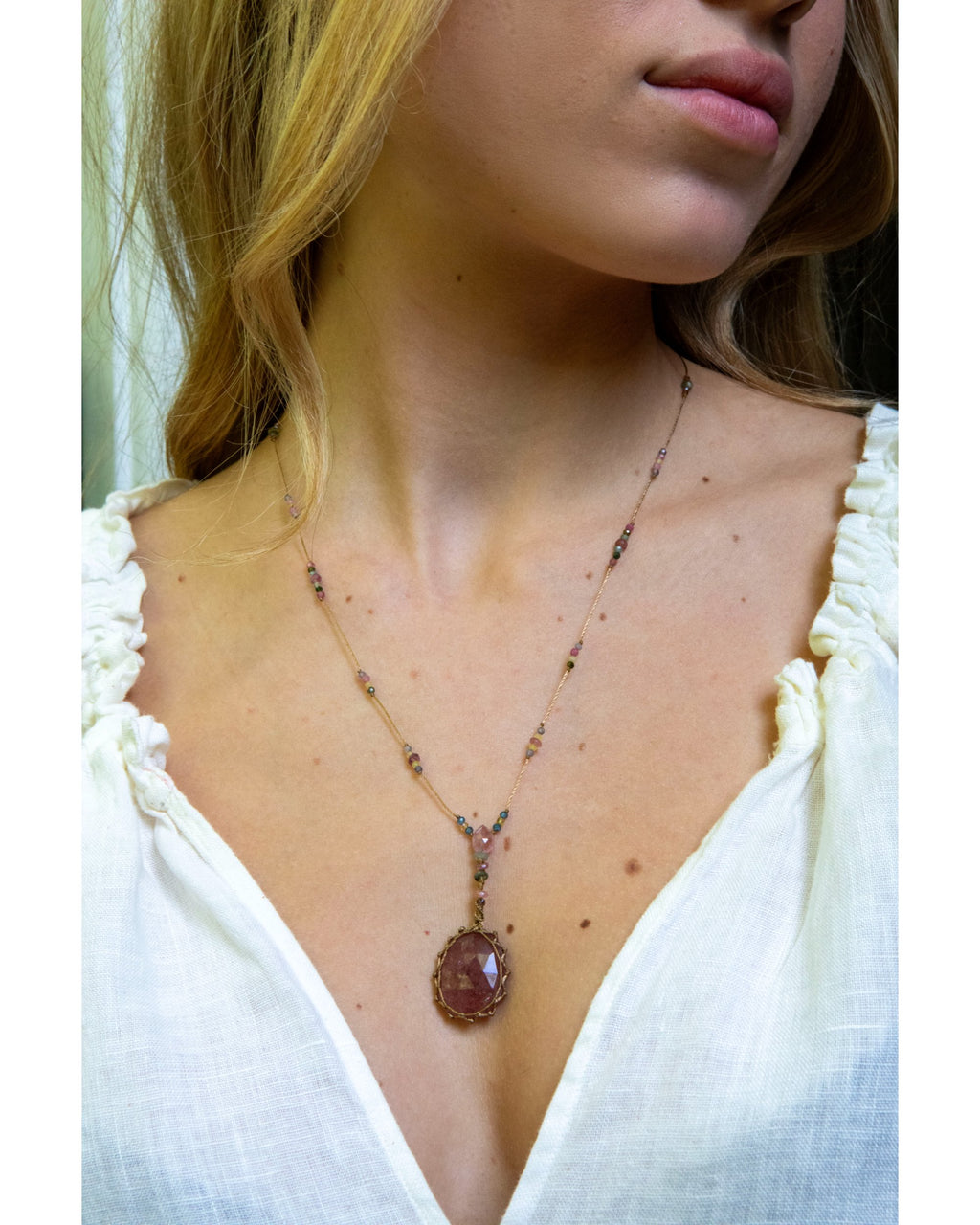 NECKLACE STRAWBERRY QUARTZ